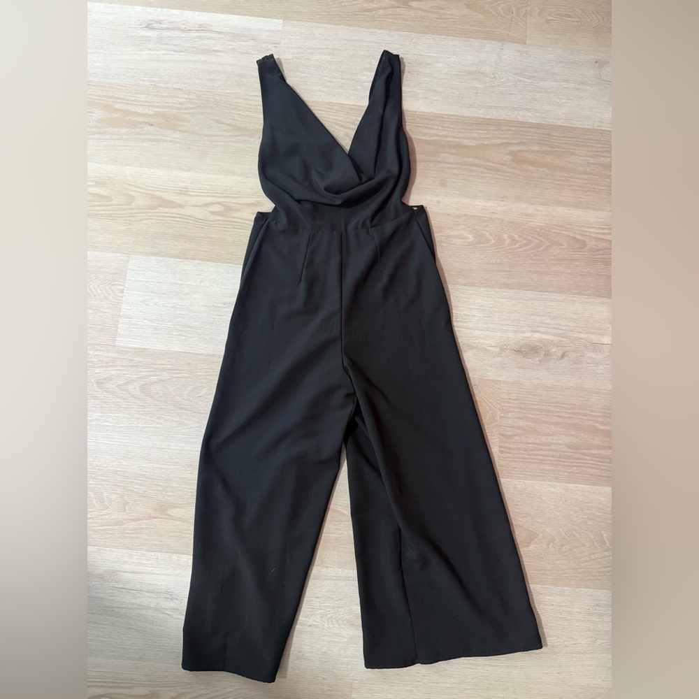 Backless Black Wide Leg Jumpsuit Size 0 Petite